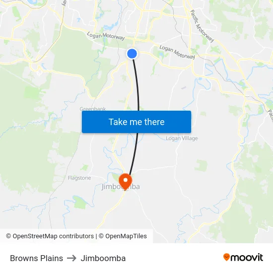 Browns Plains to Jimboomba map