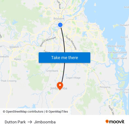 Dutton Park to Jimboomba map