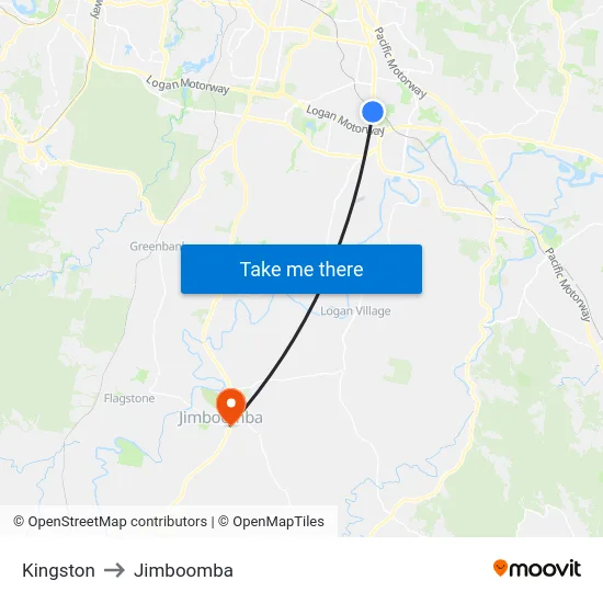 Kingston to Jimboomba map