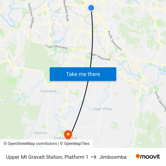 Upper Mt Gravatt Station, Platform 1 to Jimboomba map