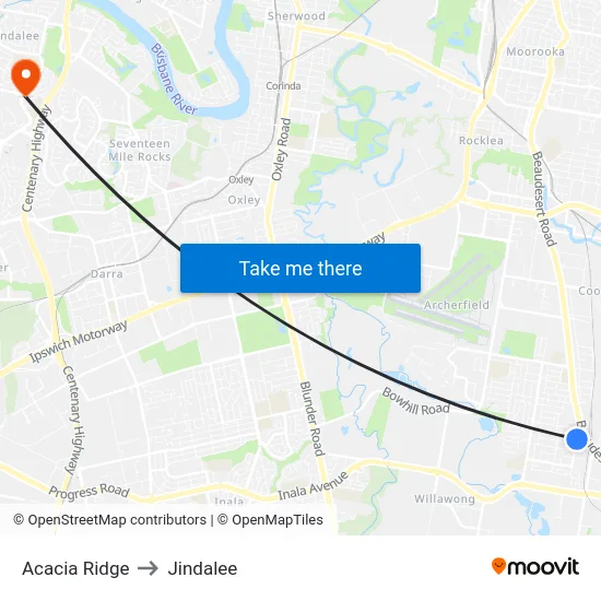 Acacia Ridge to Jindalee map