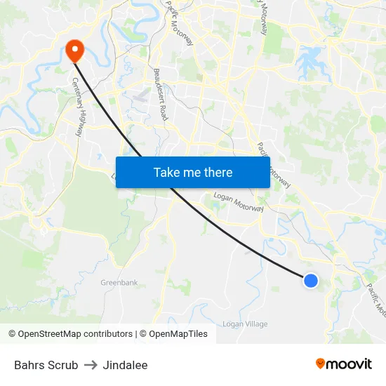 Bahrs Scrub to Jindalee map