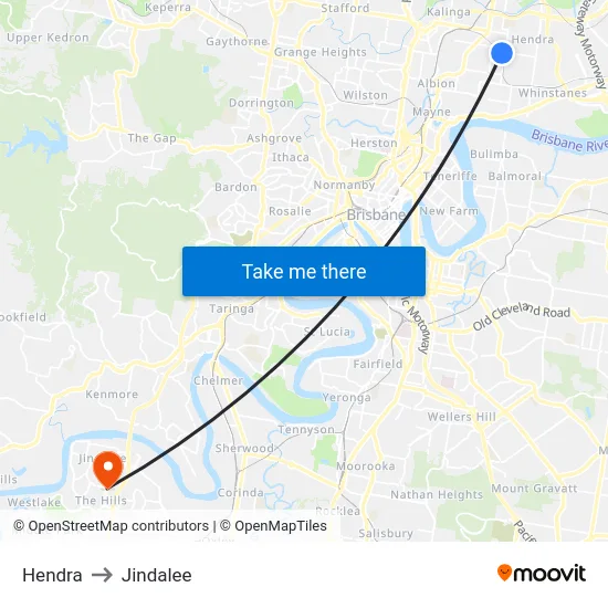 Hendra to Jindalee map