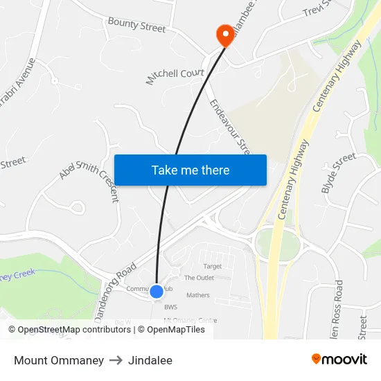 Mount Ommaney to Jindalee map