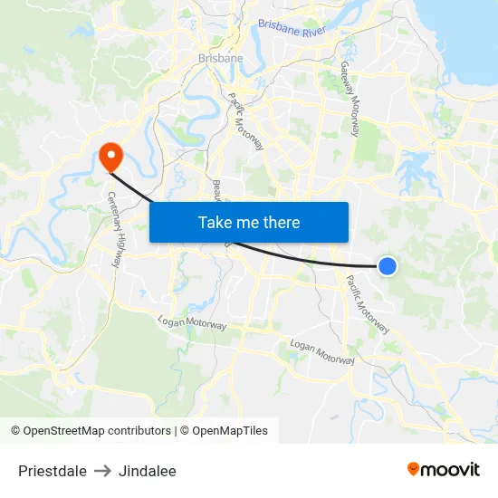 Priestdale to Jindalee map