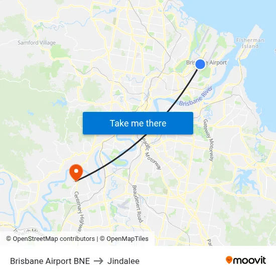 Brisbane Airport BNE to Jindalee map