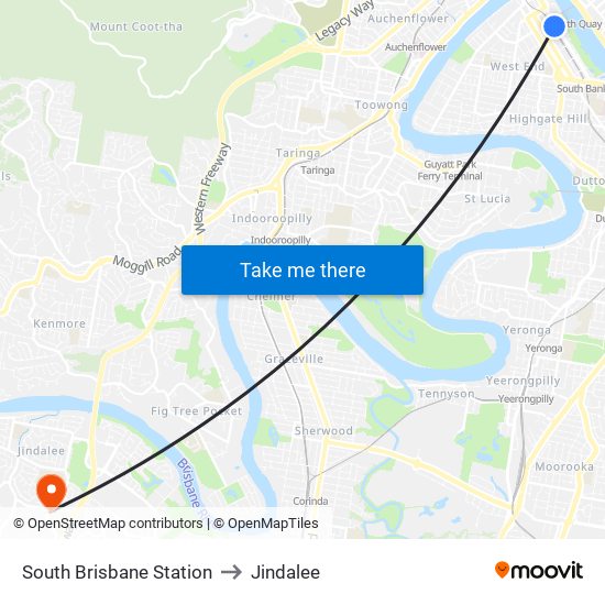 South Brisbane Station to Jindalee map