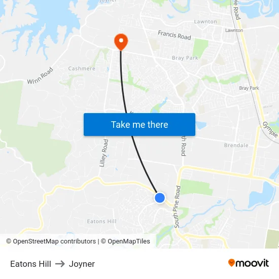 Eatons Hill to Joyner map