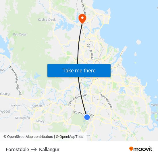 Forestdale to Kallangur map