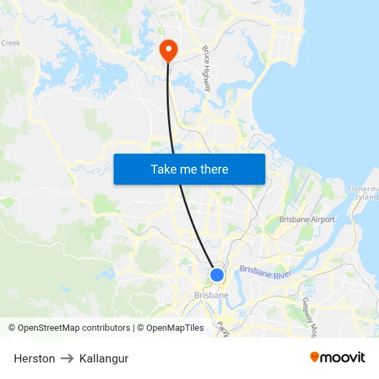 Herston to Kallangur map