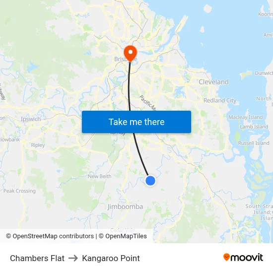 Chambers Flat to Kangaroo Point map