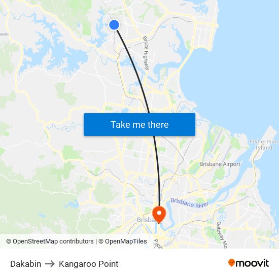 Dakabin to Kangaroo Point map