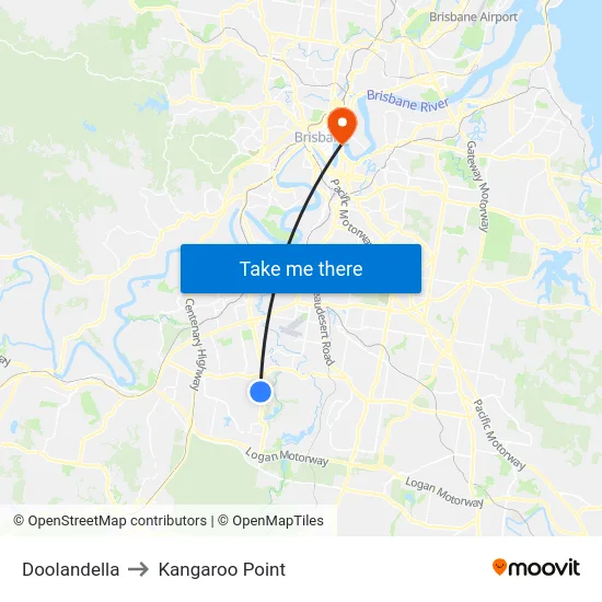 Doolandella to Kangaroo Point map
