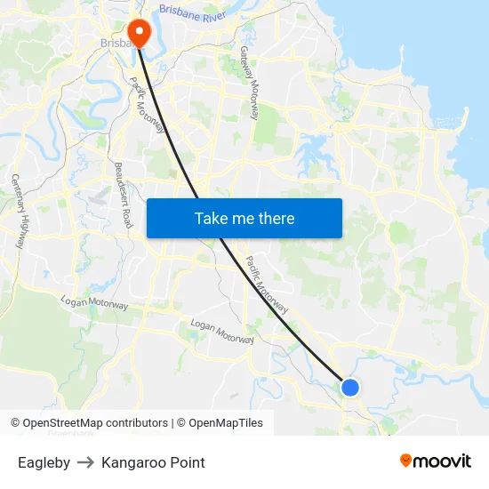 Eagleby to Kangaroo Point map