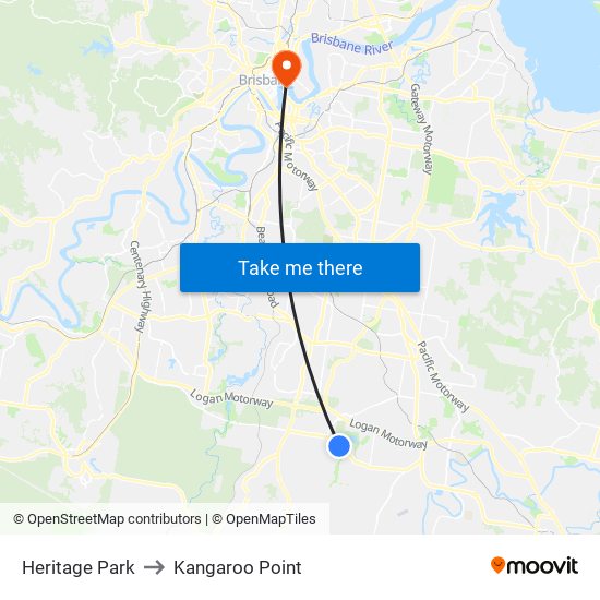 Heritage Park to Kangaroo Point map