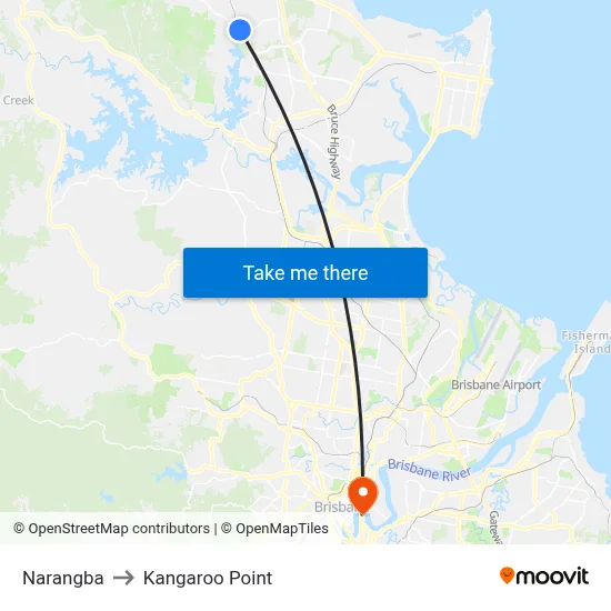 Narangba to Kangaroo Point map