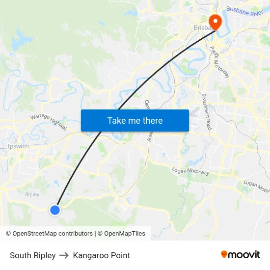 South Ripley to Kangaroo Point map