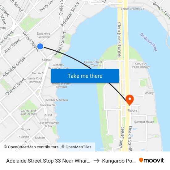 Adelaide Street Stop 33 Near Wharf St to Kangaroo Point map