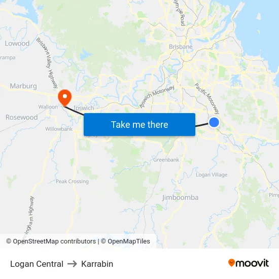 Logan Central to Karrabin map