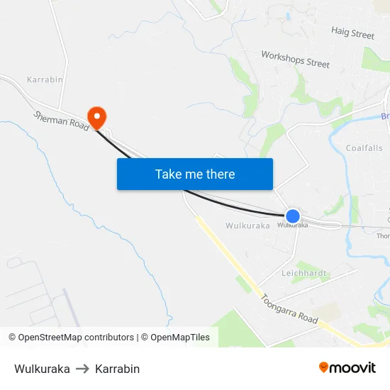 Wulkuraka to Karrabin map