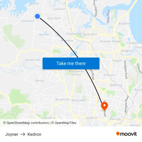 Joyner to Kedron map