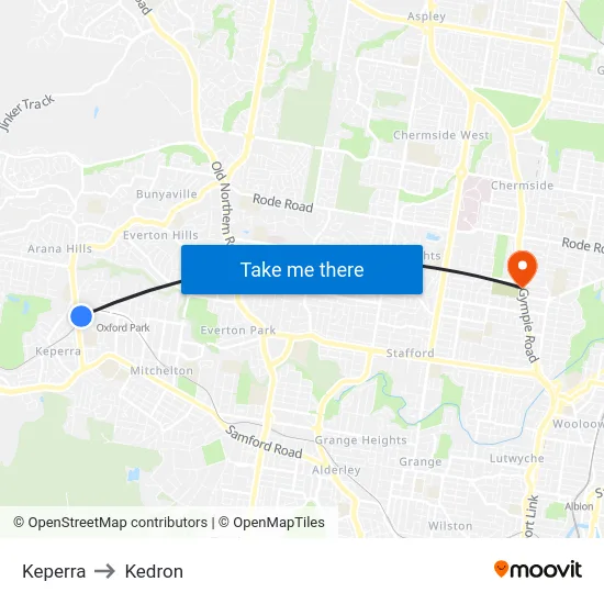 Keperra to Kedron map