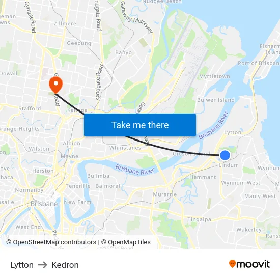 Lytton to Kedron map