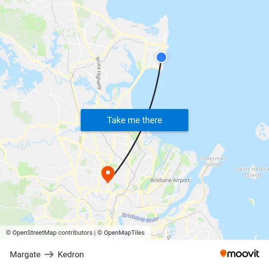 Margate to Kedron map