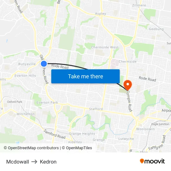 Mcdowall to Kedron map