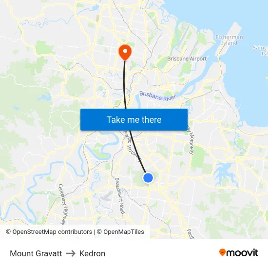 Mount Gravatt to Kedron map