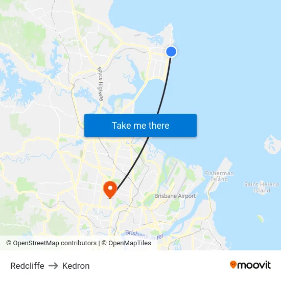 Redcliffe to Kedron map
