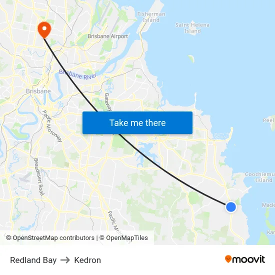Redland Bay to Kedron map