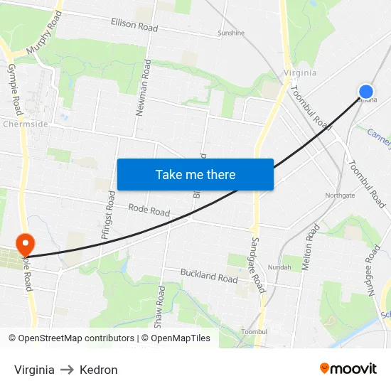 Virginia to Kedron map