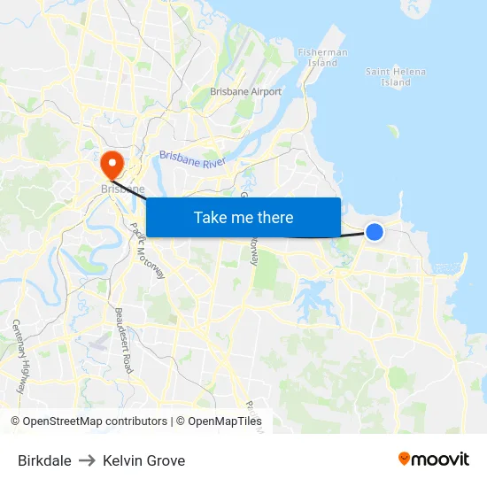 Birkdale to Kelvin Grove map