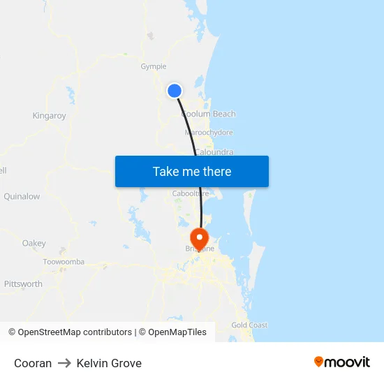 Cooran to Kelvin Grove map