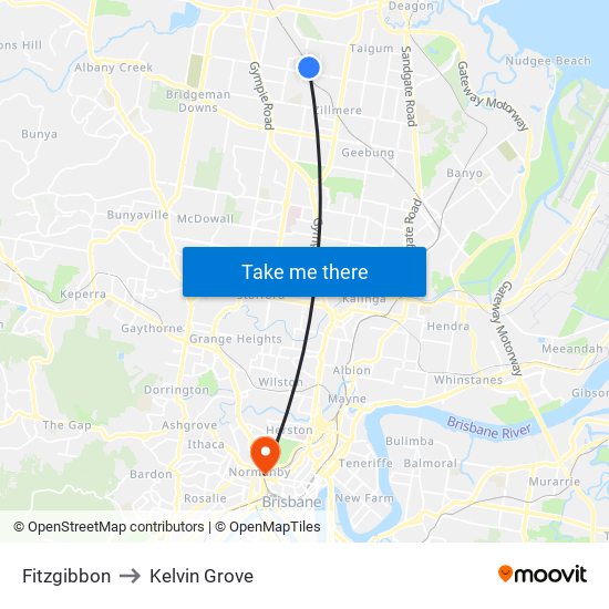 Fitzgibbon to Kelvin Grove map