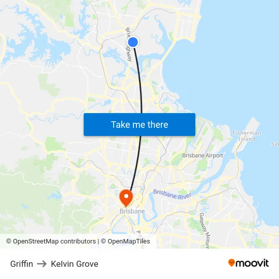 Griffin to Kelvin Grove map