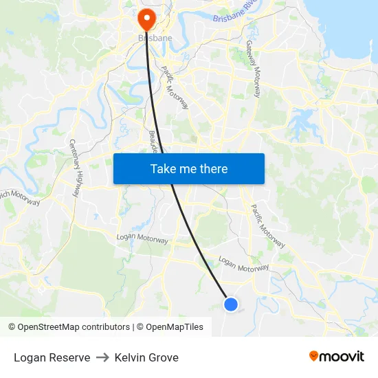 Logan Reserve to Kelvin Grove map