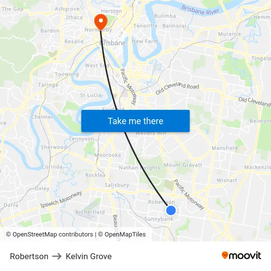 Robertson to Kelvin Grove map