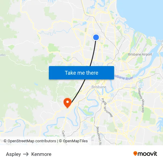 Aspley to Kenmore map