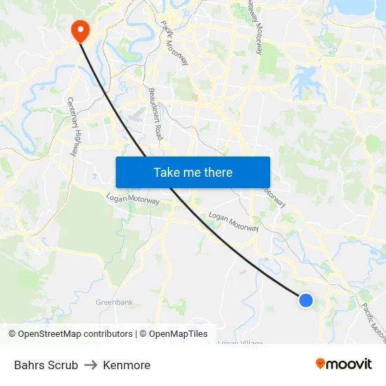 Bahrs Scrub to Kenmore map