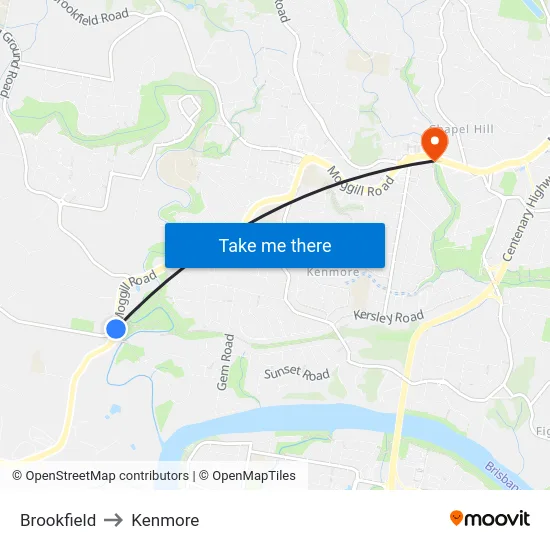 Brookfield to Kenmore map