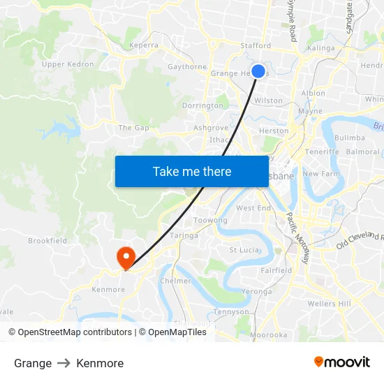 Grange to Kenmore map