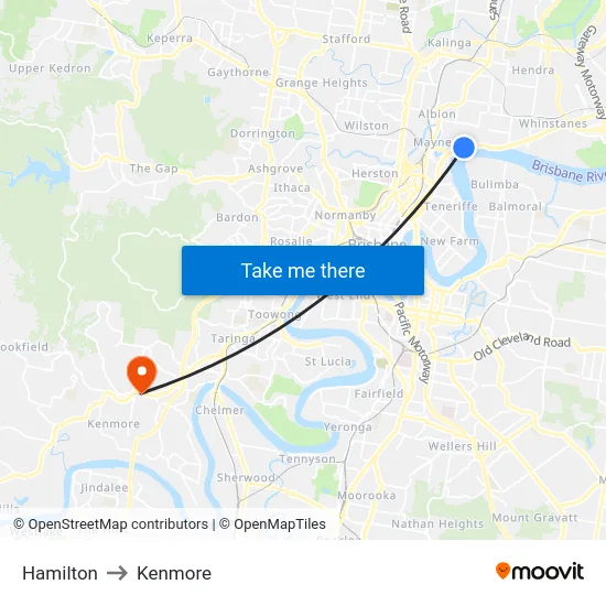 Hamilton to Kenmore map