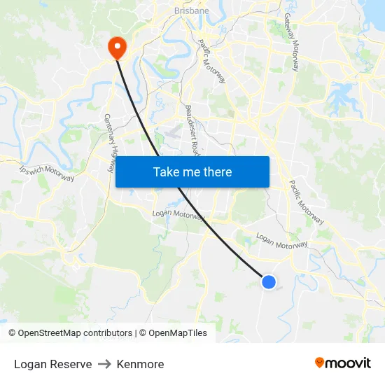Logan Reserve to Kenmore map