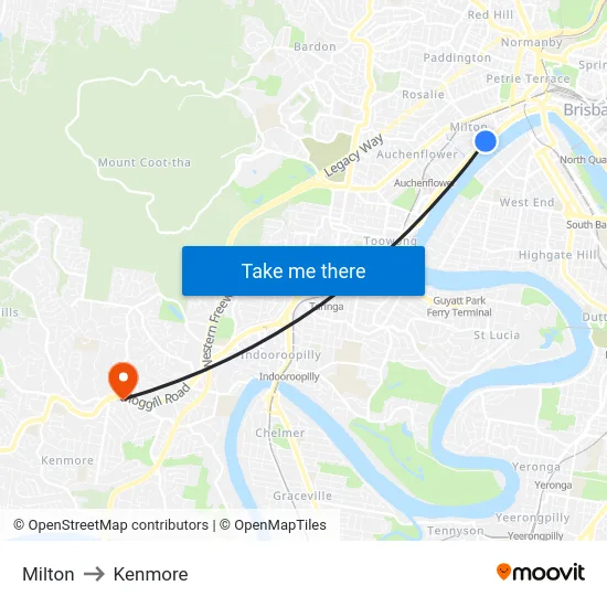 Milton to Kenmore map