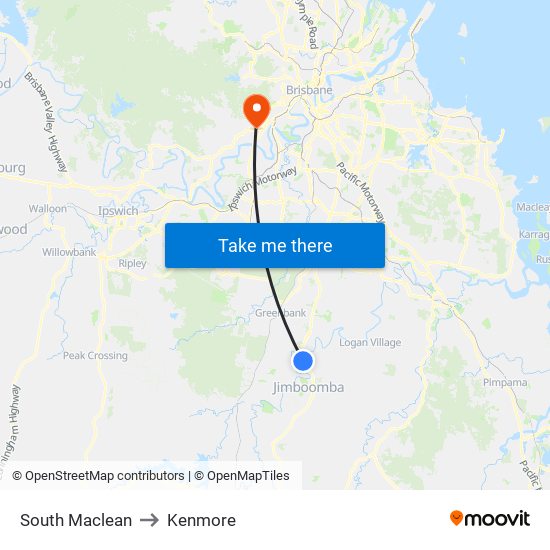 South Maclean to Kenmore map