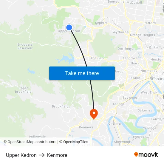 Upper Kedron to Kenmore map