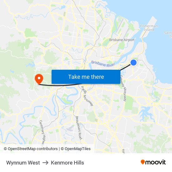 Wynnum West to Kenmore Hills map