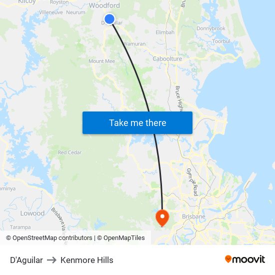 D'Aguilar to Kenmore Hills map